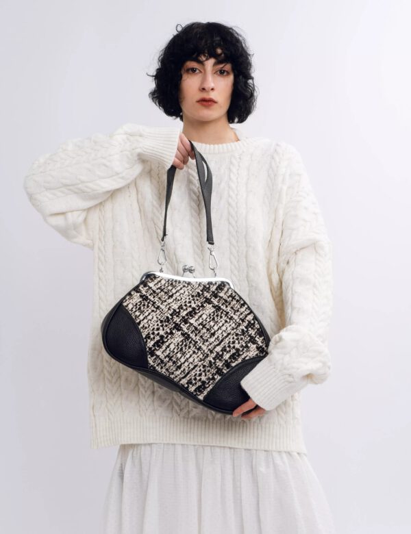 Schwarz-weiße Ledertasche - Image 3